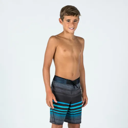 Boy's Swim Shorts - 900 Black And Blue Stripes