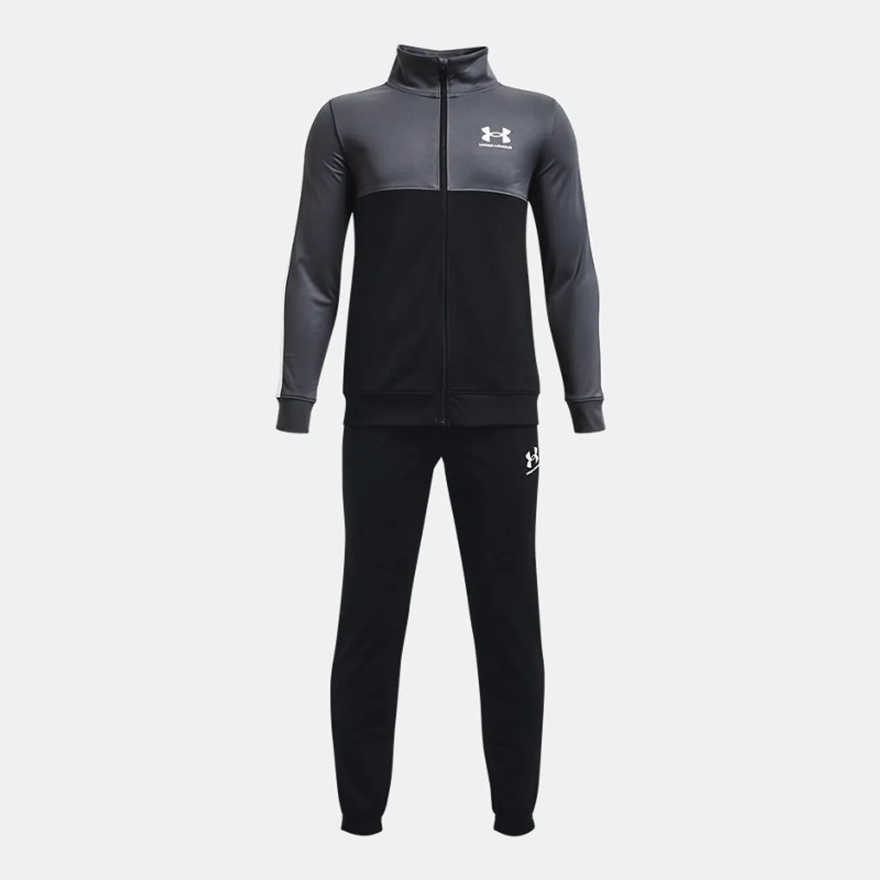 Boys'  Under Armour  Rival Colorblock Knit Tracksuit Black / Pitch Gray / White YSM (50 - 54 in)