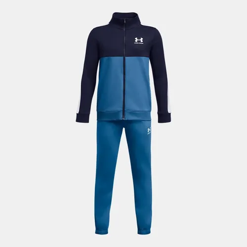 Boys'  Under Armour  Rival Colorblock Knit Tracksuit Photon Blue / Midnight Navy / White YSM (50 - 54 in)