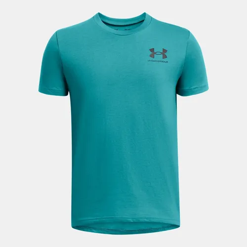 Boys'  Under Armour  Sportstyle Left Chest Short Sleeve Circuit Teal / Black YSM (50 - 54 in)