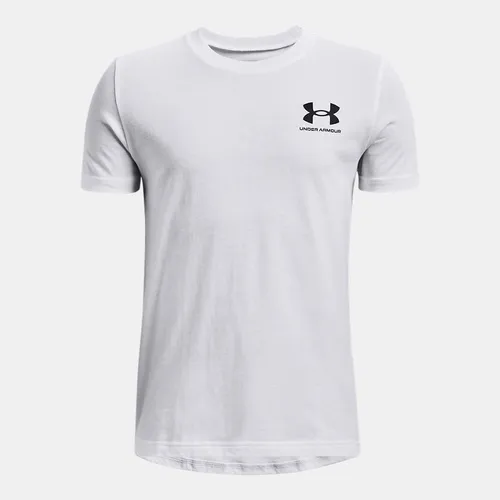Boys'  Under Armour  Sportstyle Left Chest Short Sleeve White / Black YMD (54 - 59 in)