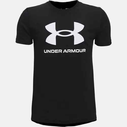 Boys'  Under Armour  Sportstyle Logo Short Sleeve Black / White YLG (59 - 63 in)