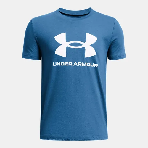 Boys'  Under Armour  Sportstyle Logo Short Sleeve Photon Blue / White YLG (59 - 63 in)