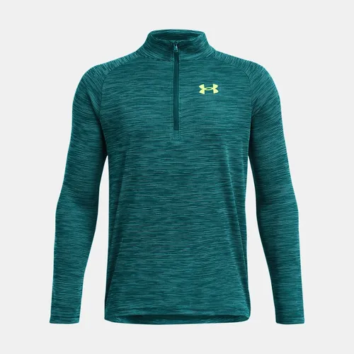 Boys'  Under Armour  Tech™ Textured ½ Zip Circuit Teal / High Vis Yellow YMD (54 - 59 in)