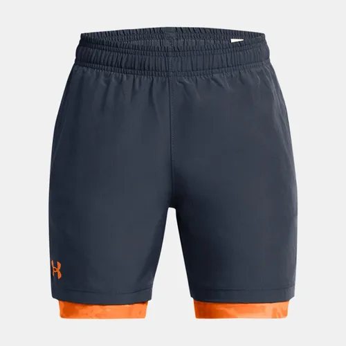 Boys'  Under Armour  Tech™ Woven 2-in-1 Shorts Downpour Gray / Atomic / Atomic YLG (59 - 63 in)