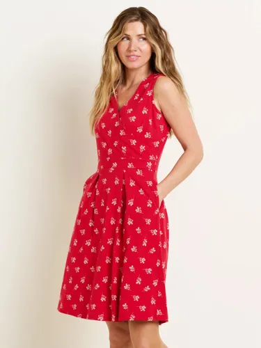 Brakeburn Marnie Posy Print Sleeveless Midi Dress, Red - Red - Female