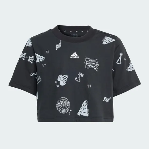 Brand Love Allover Print Crop T-Shirt Kids