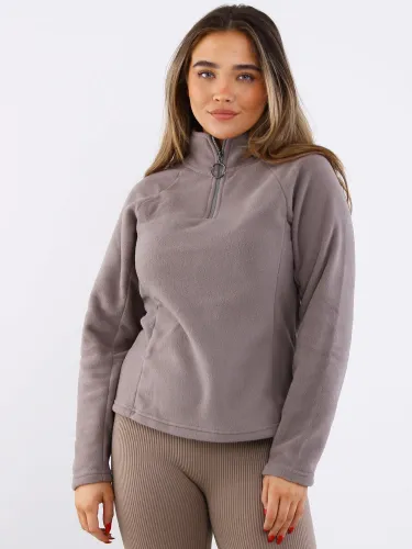 Brave Soul Dove Brown Zip Detail Polar Fleece Sweatshirt