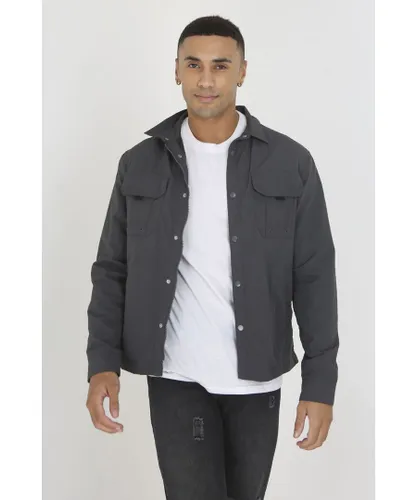 Brave Soul Mens Charcoal 'Pearson' Lightweight Shacket polyamide