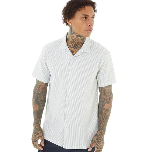 Brave Soul Mens Durango Short Sleeve Shirt Mint/White