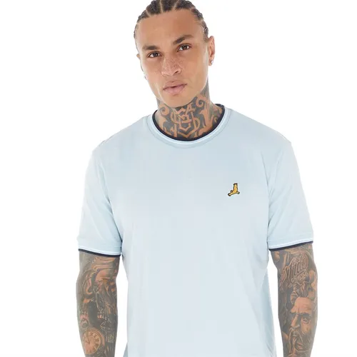 Brave Soul Mens Federerf T-Shirt Baby Blue/Rich Navy/Optic White