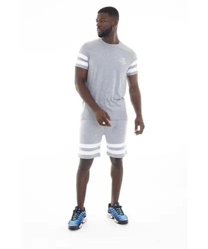 Brave Soul Mens Light Grey 'Casele' Constant Stripe T-Shirt And Shorts Co-Ord Set Cotton