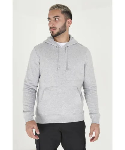Brave Soul Mens Light Grey 'Clarence' Cotton Blend Overhead Hoodie