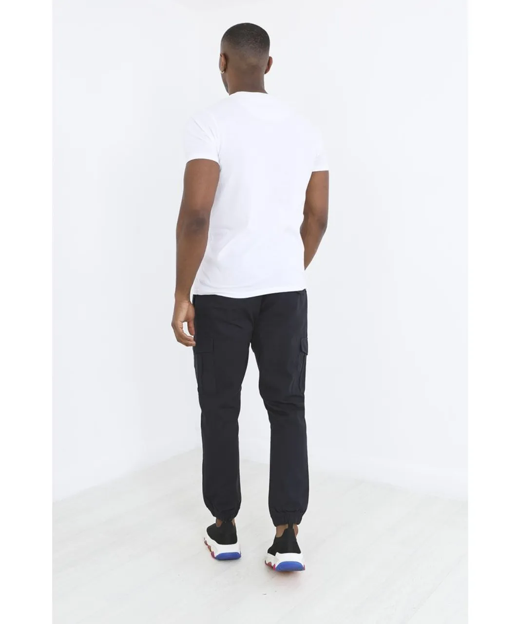 Brave Soul Mens Navy 'Fine' Cotton Twill Cargo Trousers