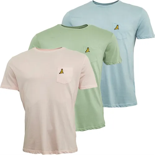 Brave Soul Mens New Three Pack T-Shirts Pale Blue/Pale Pink/Mint