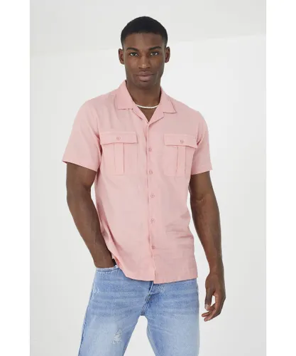Brave Soul Mens Pink 'Mikita' Short Sleeve Shirt