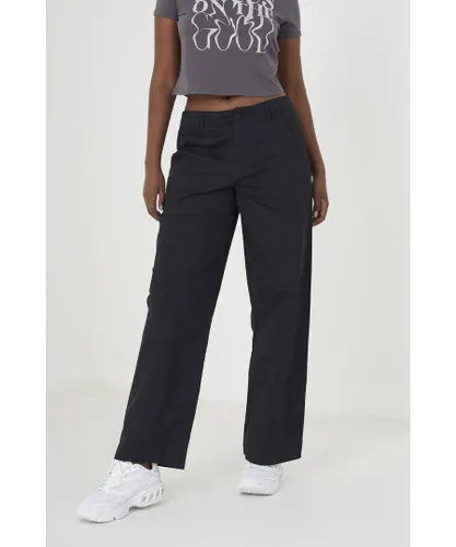Brave Soul Womens Black 'Eloise' Straight Fit Utility Cargo Trousers