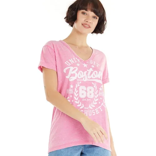 Brave Soul Womens Boston T-Shirt Pale Pink