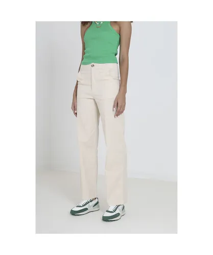 Brave Soul Womens Cream 'Phoebe' Cotton Stretch Utility Cargo Trousers