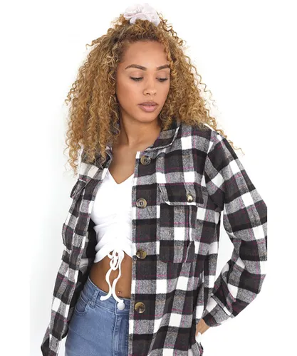 Brave Soul Womens Grey 'Amy' Checked Oversized Shacket