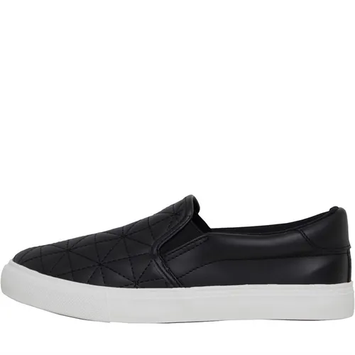Brave Soul Womens Quilted Slip On Trainers Black/White