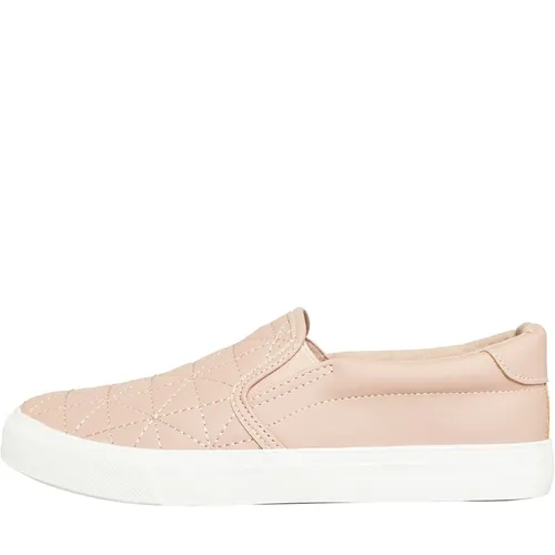 Brave Soul Womens Quilted Slip On Trainers Pink/White