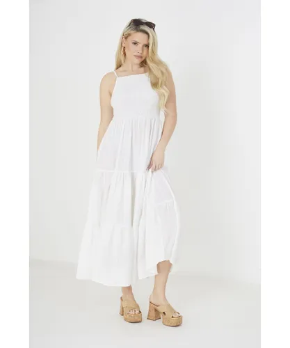 Brave Soul Womens White 'Mia' Tiered Maxi Dress