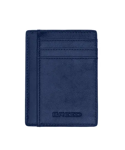 Breed Mens Chase Genuine Leather Front Pocket Wallet - Navy - One Size