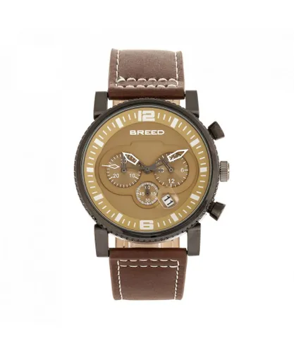 Breed Mens Ryker Chronograph Leather-Band Watch w/Date - Brown Stainless Steel - One Size