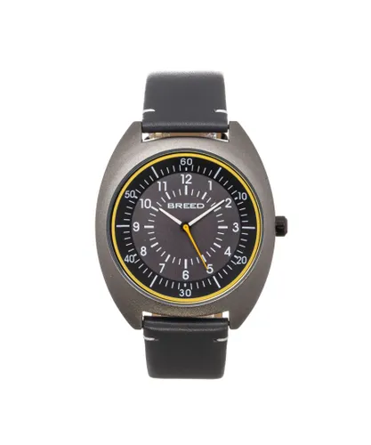 Breed Mens Victor Leather-Band Watch - Grey Stainless Steel - One Size