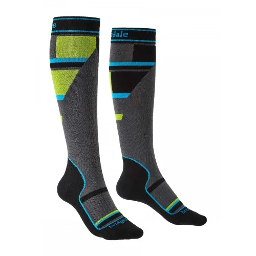 Bridgedale Fusion Mountain Junior Heavyweight Ski Socks: Green/Grey: