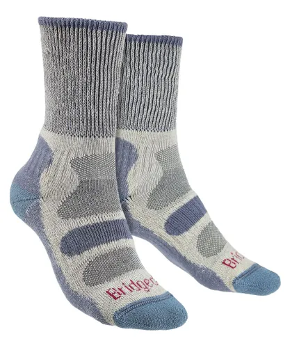 Bridgedale - Womens Hiking Lightweight Cotton Boot Socks -Smoky Blue