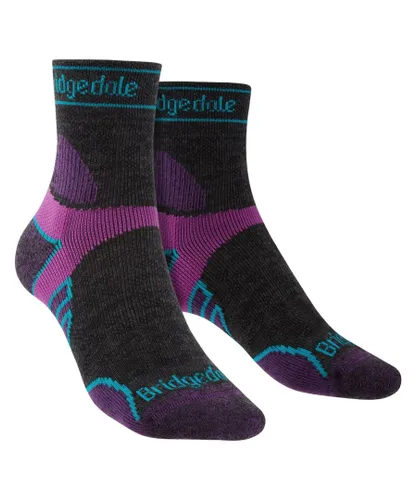 Bridgedale - Womens Lightweight Merino Socks - Charcoal / Purple - Grey Merino Wool