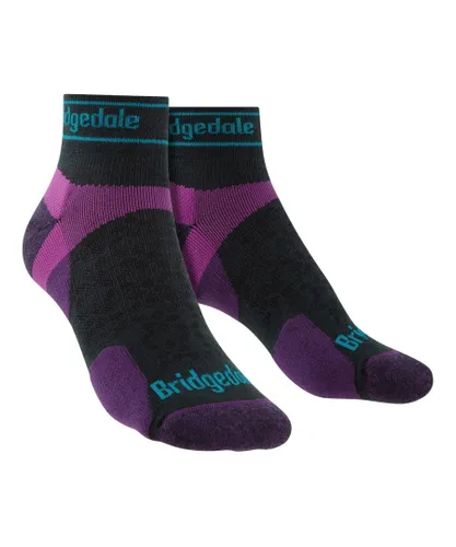 Bridgedale - Womens Sport Ultralight Merino Low Socks - Charcoal / Purple - Grey Merino Wool