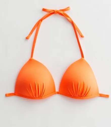 Bright Orange Moulded Triangle Bikini Top New Look