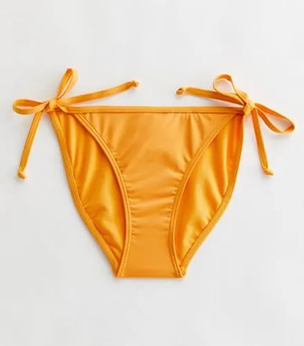 Bright Orange Tie Side Bikini Bottoms New Look
