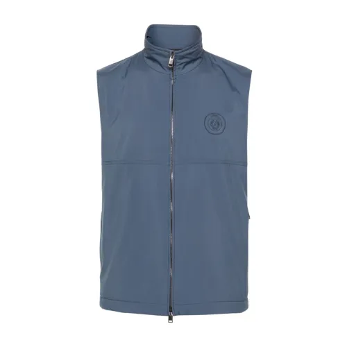 Brioni , Blue Padded Sleeveless Coat ,Blue male, Sizes: