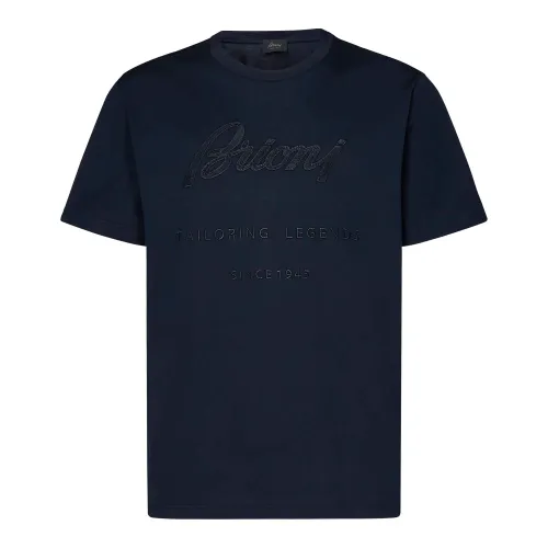 Brioni , Brioni T-shirts and Polos Blue ,Blue male, Sizes: