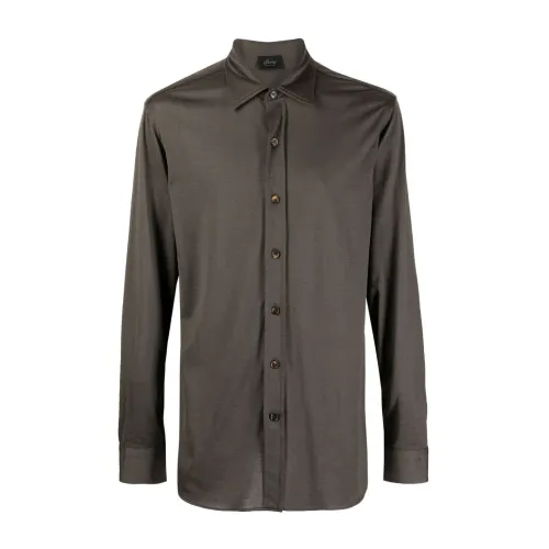 Brioni , Long sleeve shirt ,Brown male, Sizes:
