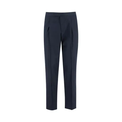 Brioni , Midnight Blue Trousers with Elastic Waistband ,Blue male, Sizes: