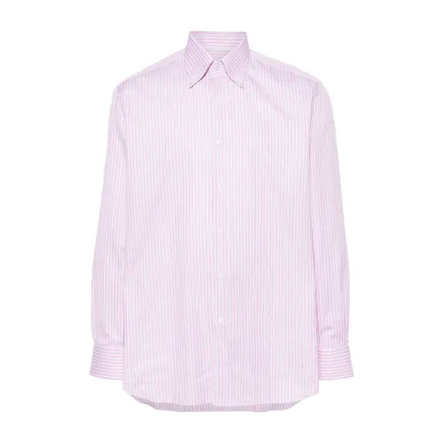 Brioni , Striped Pink Shirt ,Pink male, Sizes: