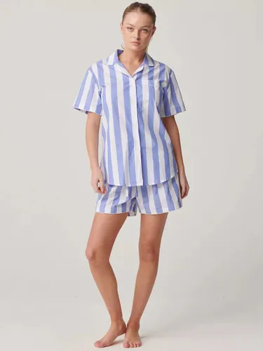 British Boxers Crisp Cotton Short Pyjama Set, Boat Blue Stripe - Boat Blue Stripe - Female