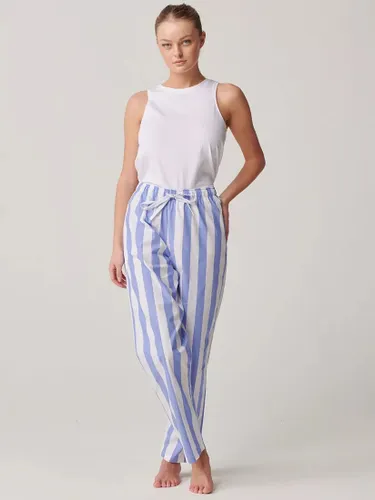 British Boxers Crisp Cotton Striped Pyjama Trousers, Boat Blue/White - Boat Blue/White - Female