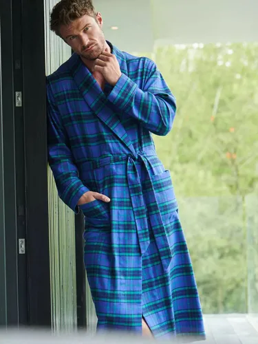 British Boxers Tartan Brushed Cotton Dressing Gown - Midnight - Male