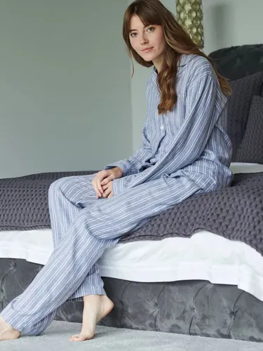 British Boxers Westwood Stripe Brushed Cotton Pyjama Set - Grey/White Stripe - Female