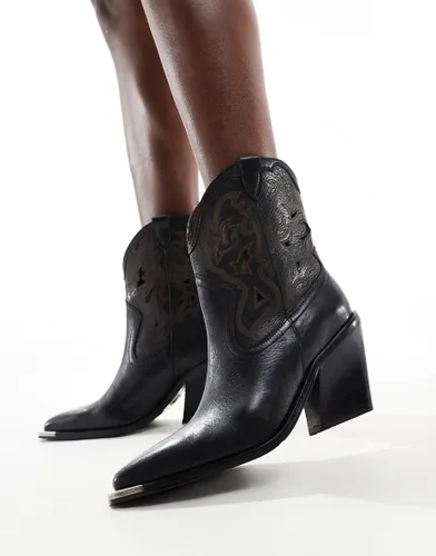 Bronx New Kole western heeled ankle boots in black leather