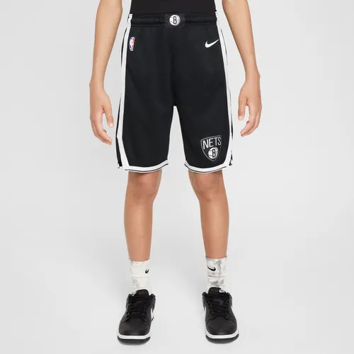 Brooklyn Nets 2023/24 Icon Edition Older Kids' (Boys') Nike NBA Swingman Shorts - Black - Polyester
