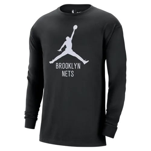 Brooklyn Nets Essential Men's Jordan NBA Long-Sleeve T-Shirt - Black - Cotton