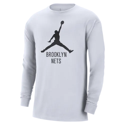 Brooklyn Nets Essential Men's Jordan NBA Long-Sleeve T-Shirt - White - Cotton