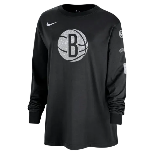 Brooklyn Nets Essential Women's Nike NBA Long-Sleeve T-Shirt - Black - Cotton
